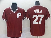 Phillies 27 Aaron Nola Red Throwback Jersey,baseball caps,new era cap wholesale,wholesale hats